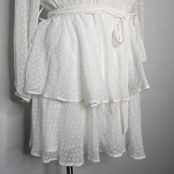 NWT Lioness white legendary lovers plunge v neck tie waist dress XXL - Picture 5 of 14